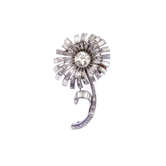 Mid 20th century diamond set stylised flower brooch | MasterArt